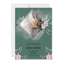 Simple Green y Pink Save the Date