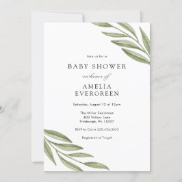 Invitación Simple Greenery Branches Baby Shower