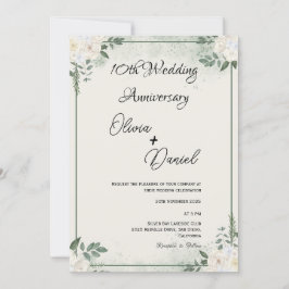 Invitación Simple Greenery Wedding Anniversary Invitations