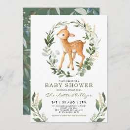 Invitación Simple Greenery Woodland Deer Neutral Baby Shower
