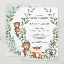 Simple Greenery Woodland Forest Animal Baby Shower