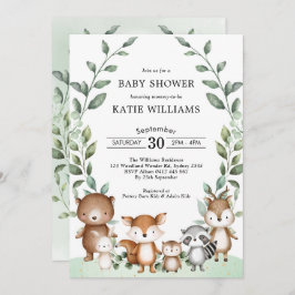 Invitación Simple Greenery Woodland Forest Animal Baby Shower