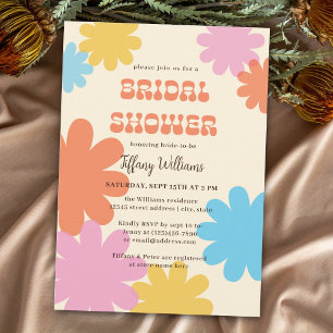 Invitación Simple Groovy Flowers Bridal Shower