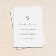 Simple guión botánico boda boho negro blanco