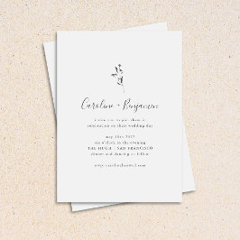 Invitación Simple guión botánico boda boho negro blanco