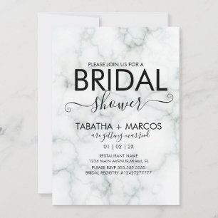 Invitación Simple guión de mármol Elegante DUCHA NUPCIAL