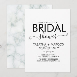 Invitación Simple guión de patrón de mármol para ducha de NOV