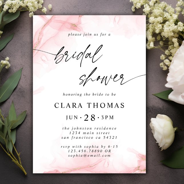 Invitación Simple guión mínimo de ducha de novia | Rubor Pink (Subido por el creador)