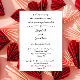 Invitación Simple Handwritten Intimate Courthouse Wedding