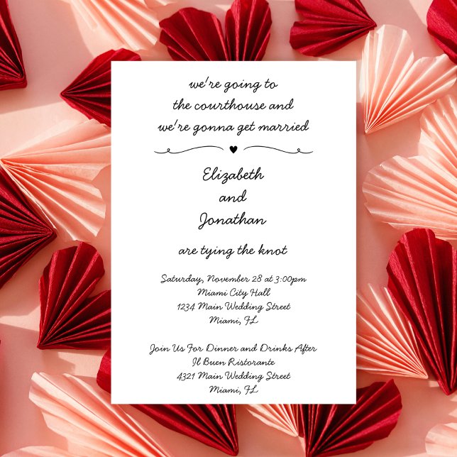 Invitación Simple Handwritten Intimate Courthouse Wedding (Subido por el creador)