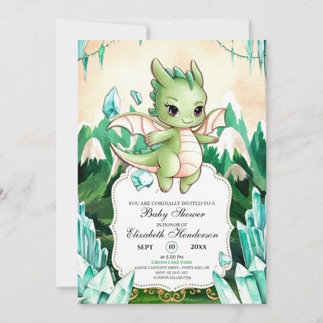 Invitación Simple Happy Dragon Baby Shower (Anverso)