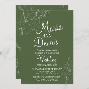 Invitación Simple HibiscusTropical Line Green