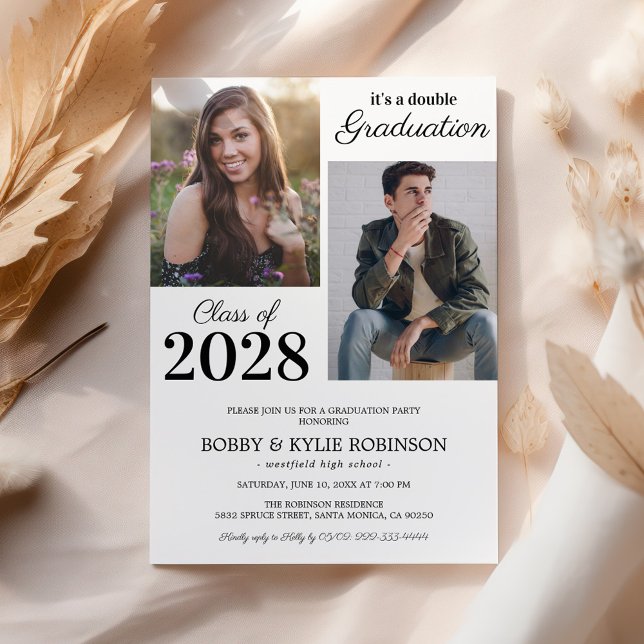Invitación Simple Joint Graduation Party Invitation (Subido por el creador)