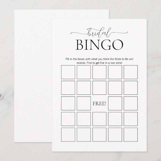 Invitación Simple juego de ducha de novia con Bingo de novia  (Anverso / Reverso)