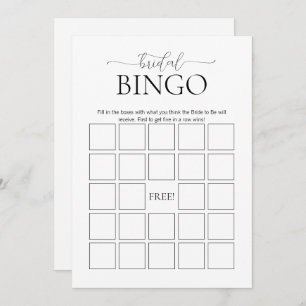 Invitación Simple juego de ducha de novia con Bingo de novia 