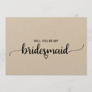 Invitación Simple Kraft Calligraphy Bridesmaid