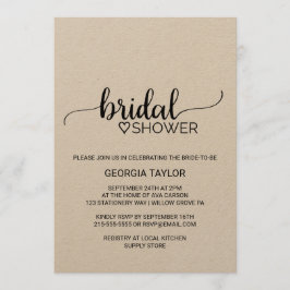 Invitación Simple Kraft Calligraphy Briower