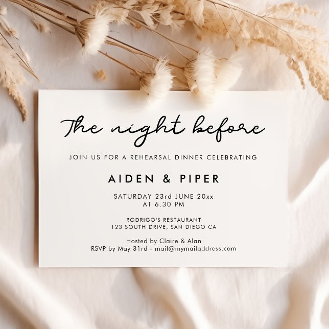 Invitación Simple La noche antes de la cena de ensayo (Subido por el creador)
