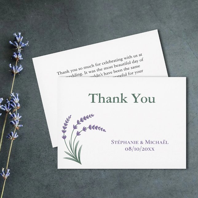 Invitación Simple Lavender Wedding Thank You Card (Simple Lavender Wedding Thank You Card)