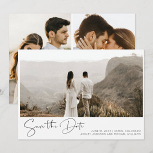 Invitación Simple Letra a Mano Script 3 Foto Guardar la Fecha