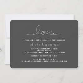 Invitación Simple Love Loop Heart Modern Engagement Party