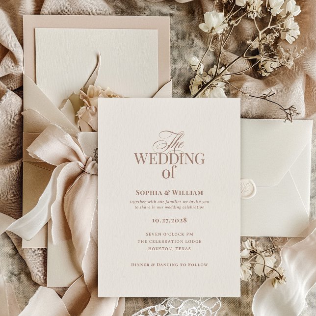 Invitación Simple Luxe Ivory and Taupe | Neutral Wedding (Subido por el creador)