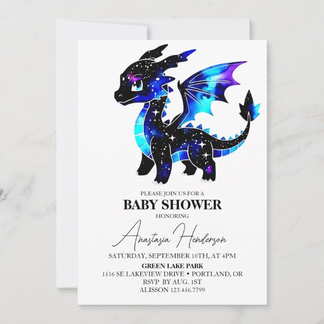 Invitación Simple Magia Dragon Boy Baby Shower (Anverso)