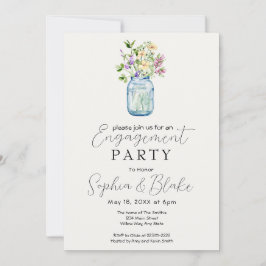 Invitación Simple Mason Jar Bouquet Cream Engagement Party