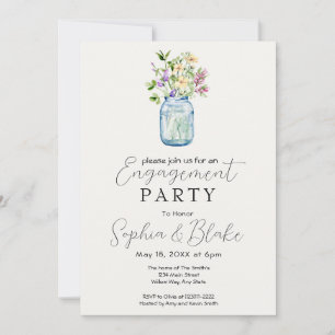 Invitación Simple Mason Jar Bouquet Cream Engagement Party