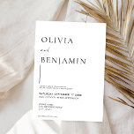 Invitación Simple matrimonio elegante en blanco y negro<br><div class="desc">Invitación a la simple boda elegante en blanco y negro</div>