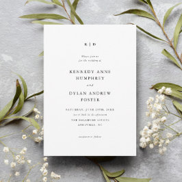 Invitación Simple matrimonio elegante en blanco y negro