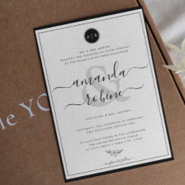 Invitación Simple matrimonio elegante en blanco y negro