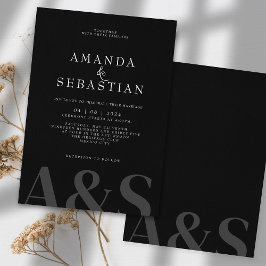 Invitación Simple matrimonio elegante Minimalista negro