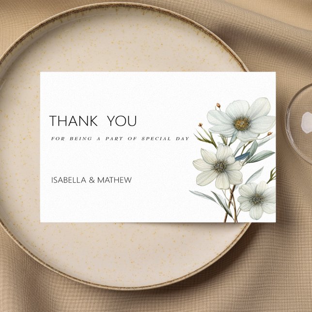 Invitación Simple menta blanca primavera verde floral Gracias (Simple white mint green spring floral Thank You )