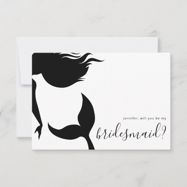 Invitación Simple Mermaid Silhouette Bridesmaid (Anverso)