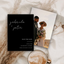 Invitación Simple Mínima Matrimonio De Fotos Negros Guardar L