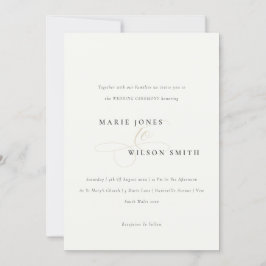 Invitación Simple Minimal Elegant Script Black White Wedding