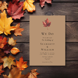 Invitación Simple Minimal Otoño Hoja Terracota Nosotros Hacem