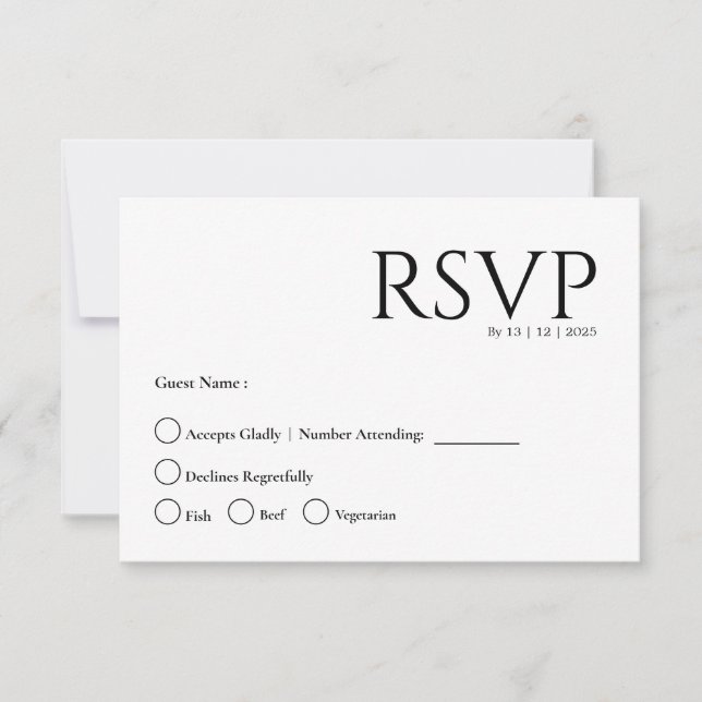 Invitación Simple minimal rsvp card (Anverso)
