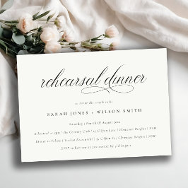 Invitación Simple Minimal Script Black White Rehearsal Dinner