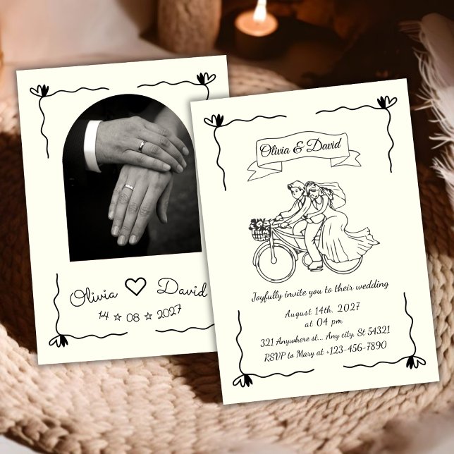 Invitación Simple minimalist Modern Hand-drawn Wedding (Subido por el creador)