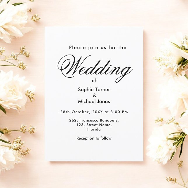 Invitación simple Minimalista blanca boda (Subido por el creador)
