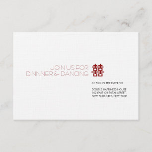 Invitación Simple Minimalista doble felicidad Boda chino