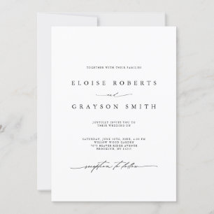 Invitación Simple Minimalista moderno Boda blanco y negro