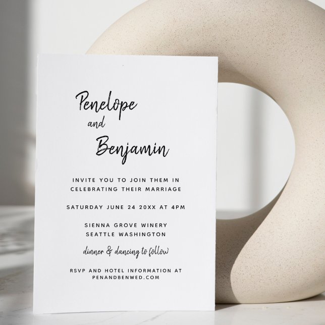 Invitación Simple Minimalista moderno Boda blanco y negro (Subido por el creador)