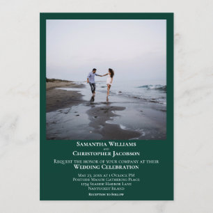 Invitación Simple minimalista moderno Boda de fotografía verd