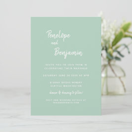Invitación Simple Minimalista moderno Boda verde de la istach