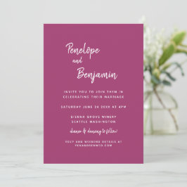 Invitación Simple Minimalista moderno Orquídea Magenta Boda