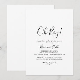 Invitación simple Minimalista Oh Boy Baby Shower