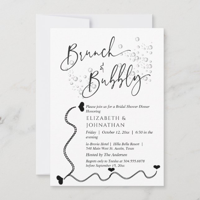 Invitación simple minimalista para Brunch y burbuj (Anverso)